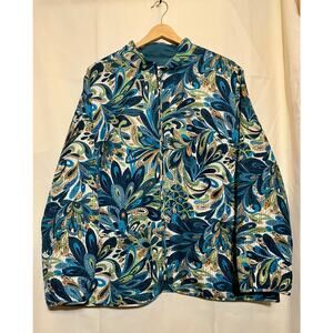 Alfred Dunner Teal Floral Zip-Up Jacket Woman’s Size 18W.